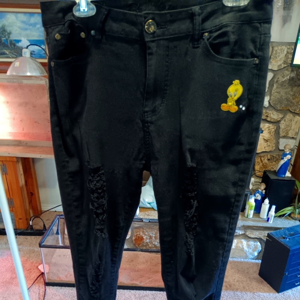 Black denim jeans
